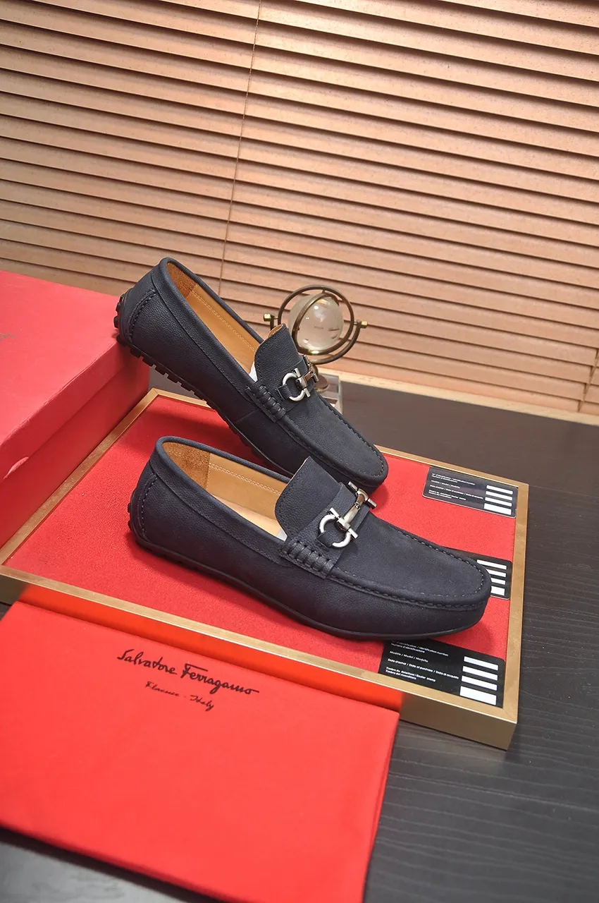 Men's shoes 💰460💶 [Ferragamo/Ferragamo] The latest model in the counter. Original imported open-sided fine cowhide hand-woven + imported 🐂 cowhide + original luxury metal buckle + original combination outsole. No pressure in comparison 38--44🎉